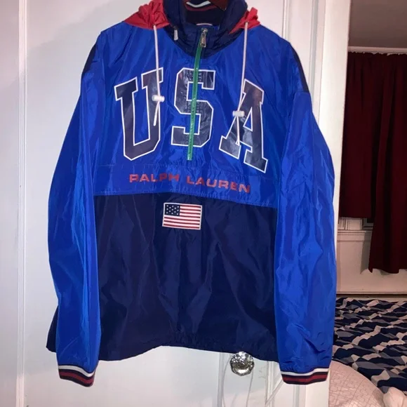 POLO RALPH LAUREN USA Olympic Water-Repellent Pullover Jacket - Picture 1 of 7